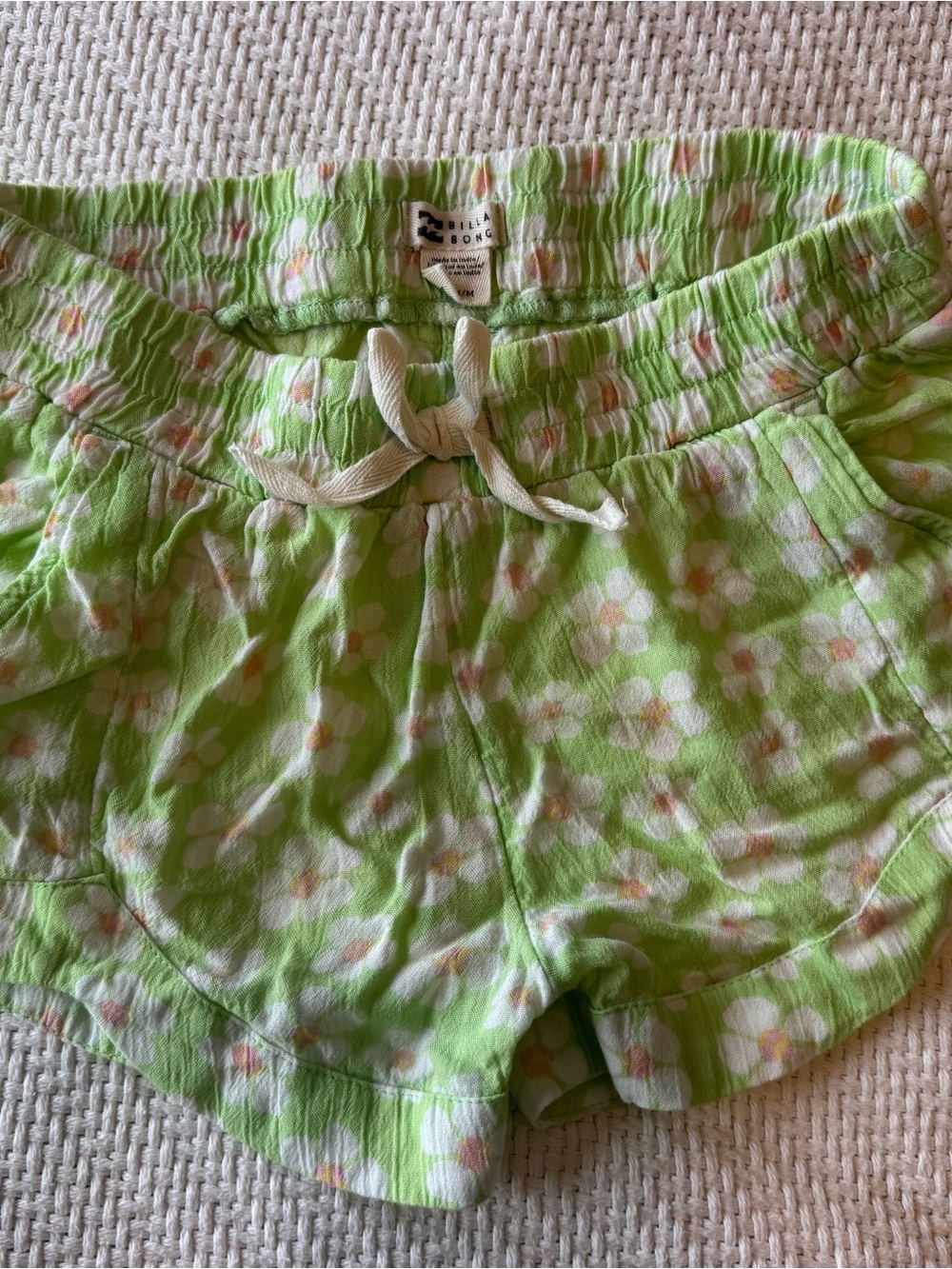 Billabong Lime Green Floral Drawstring Shorts